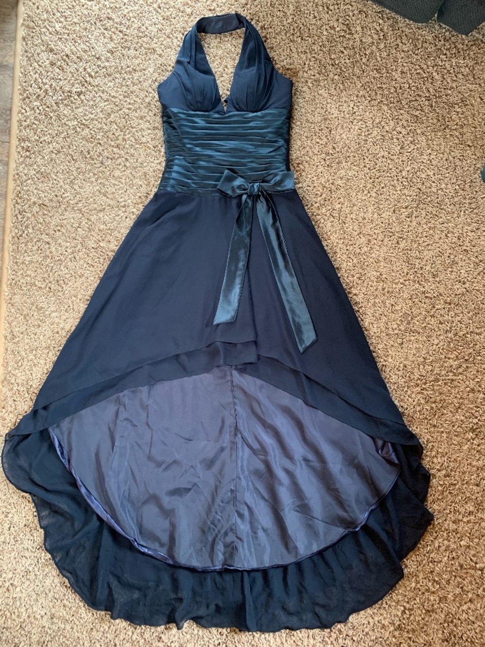 Navy vintage-style halter dress